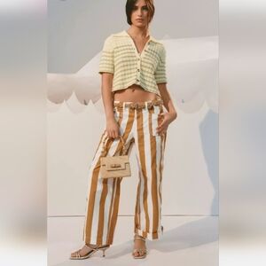 BDG Joey Striped Straight Leg Cropped Wide Leg Pant In Brown. Size 28